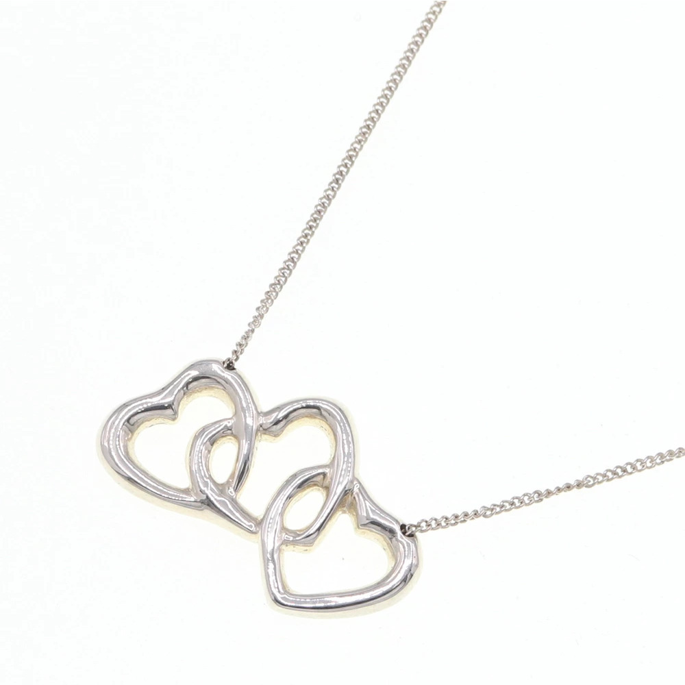Tiffany Co Triple Heart Necklace Sterling Silver Pendant Choker Accessory